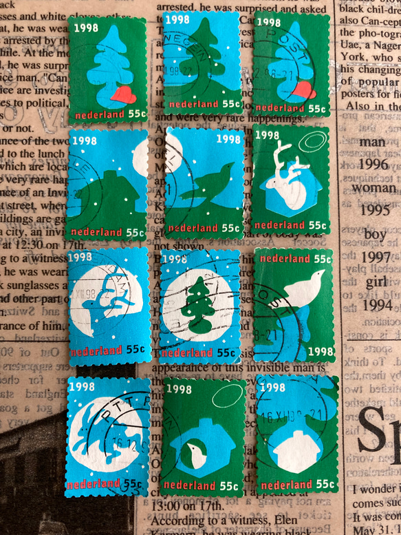 ** オランダ 1998年 クリスマス切手 12枚セット ** 1枚目の画像