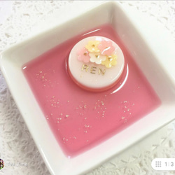 再販✖️8！イニシャル入り☆little flowerピンクケーキのアクセサリートレイ 4枚目の画像