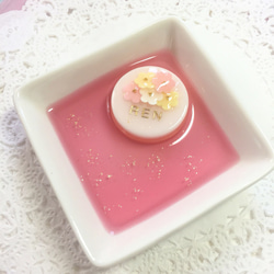 再販✖️4♪名前入り☆ピンクflowerブーケケーキのアクセサリートレイ 1枚目の画像