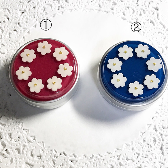 選べる2カラー☆flowerリングアルミ缶ケース 2枚目の画像