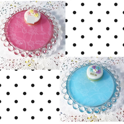 選べる2カラー！名前入り☆flowerブーケケーキのレースcircleアクセサリートレイ 1枚目の画像