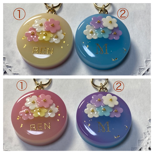 再販✖︎12♫紫外線で色が変わる！選べる2カラー☆名前入り☆flower 