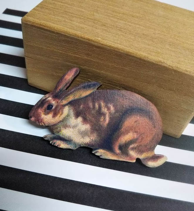 ブローチ 木製 うさぎ KIYATA