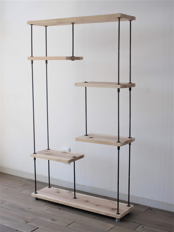 送料無料】wood iron shelf 1150*600*225 アイアン 棚 シェルフ 鉄 木 