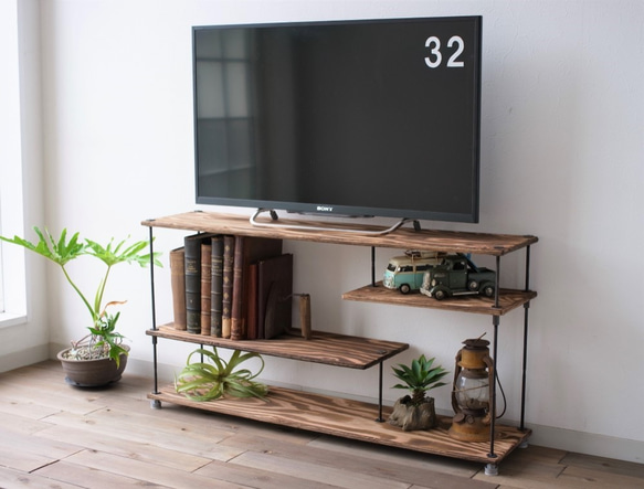 SALE15％off【即納＆送料無料】wood iron shelf 420*910*225 テレビ台 棚 アイアン 1枚目の画像