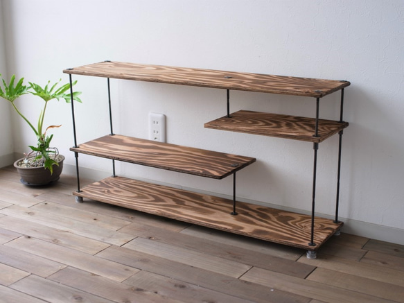 SALE15％off【即納＆送料無料】wood iron shelf 420*910*225 テレビ台 棚 アイアン 2枚目の画像