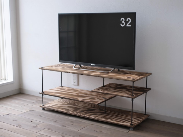 SALE15％off【即納＆送料無料】wood iron shelf 380*910*300 TV台 TVボード 1枚目の画像