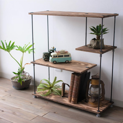 SALE10%off【即納＆送料無料】wood iron shelf 670*600*225 アイアン シェルフ 棚 1枚目の画像