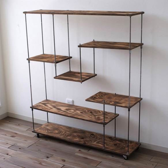 即納】wood iron shelf 1040*910*225 アイアン シェルフ ディスプレイ