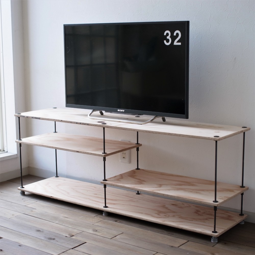 SALE【即納】ｗood iron shelf 440*1200*300〈ナチュラル色〉テレビ台 ローボード シェルフ