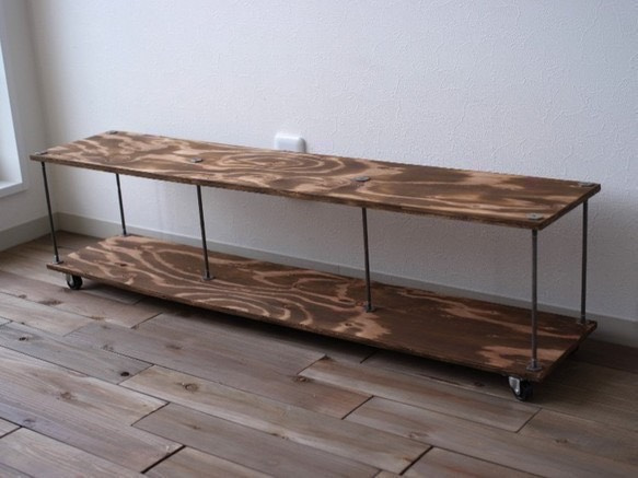 アイアン テレビ台 TVボード 本棚 ブラウン 茶色 ローボード 鉄 シェルフ wood iron shelf 265*1100*225 ローボード アイアン テレビ台 棚