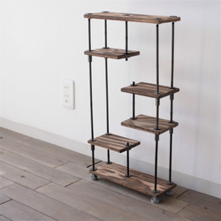 SALE10％off【即納＆送料無料】wood iron shelf 550*300*110〈ブラウン〉 1枚目の画像