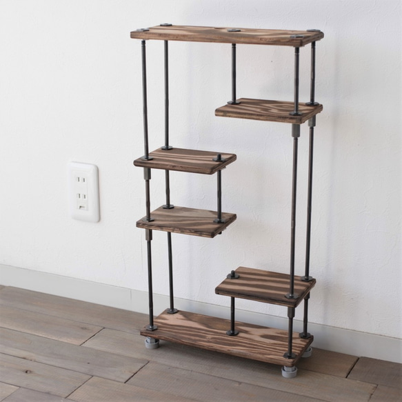 SALE10％off【即納＆送料無料】wood iron shelf 550*300*110〈ブラウン〉 2枚目の画像