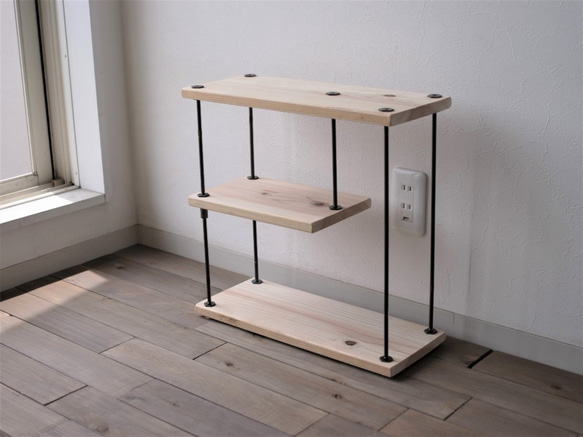 【即納＆送料無料】wood iron shelf 450*450*150〈ナチュラル色〉 1枚目の画像