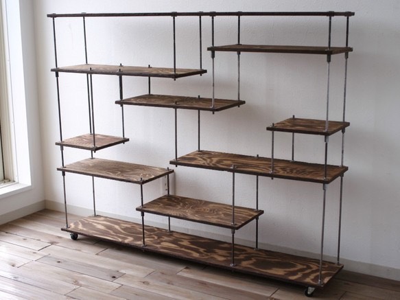 即納】wood iron shelf 970*1200*225 アイアン シェルフ ディスプレイ