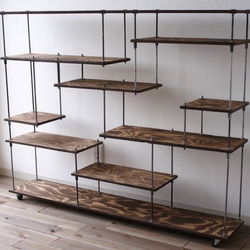 即納】wood iron shelf 970*1200*225 アイアン シェルフ
