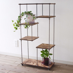 SALE【即納＆送料無料】wood iron shelf 880*450*225〈ブラウン〉アイアン シェルフ 棚 1枚目の画像