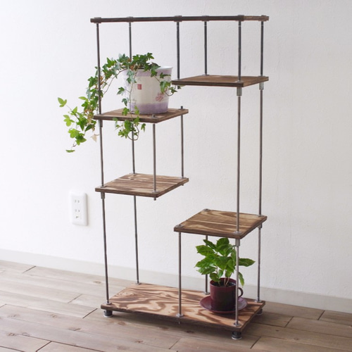 即納＆送料無料】wood iron shelf 880*450*225〈ブラウン〉アイアン