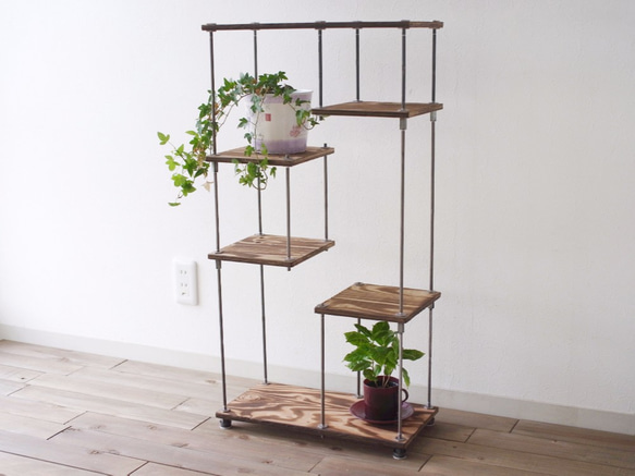 SALE【即納＆送料無料】wood iron shelf 880*450*225〈ブラウン〉アイアン シェルフ 棚 1枚目の画像