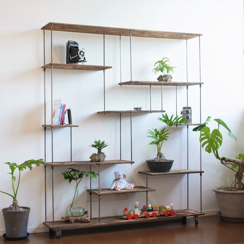 wood iron shelf 1500*1200*225〈ブラウン〉 wood iron shelf 1500*1200*225〈ブラウン〉