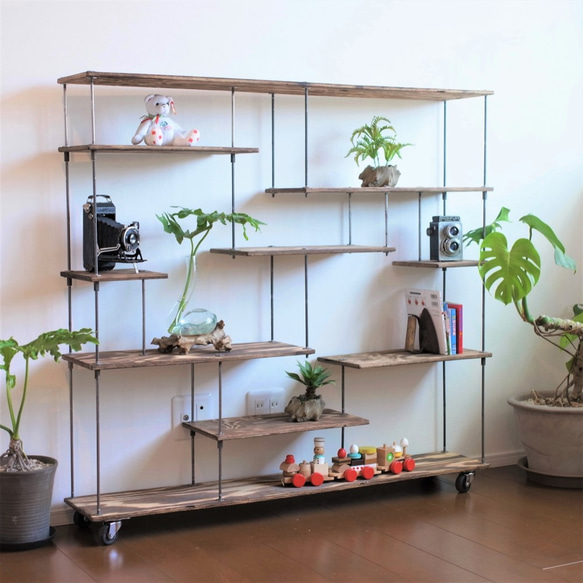 wood iron shelf 1150*1200*225〈ブラウン〉 棚・シェルフ・ラック 