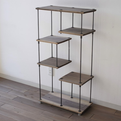 SALE【即納＆送料無料】wood iron shelf 880*450*210〈グレイッシュ  