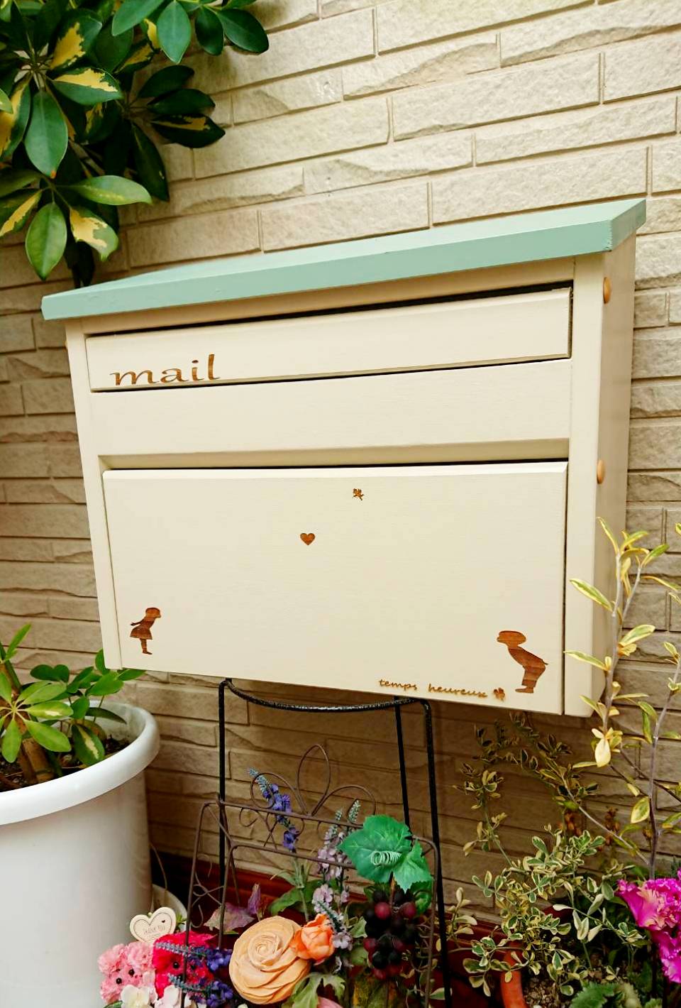 北欧風　郵便ポスト　木製　ナチュラル