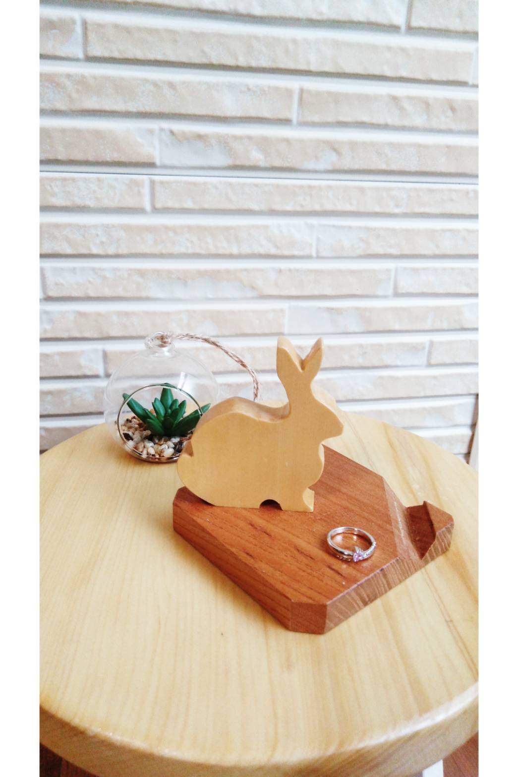 スマホスタンド　うさぎ　木製