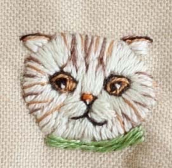「猫の顔がたくさん！」刺繍がま口ポーチ ネイビー 4枚目の画像