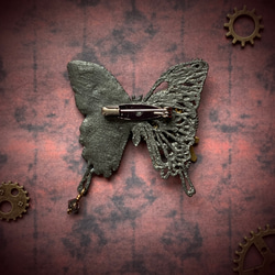 +受注製作+『再生/青』スチームパンク ブローチ 4枚目の画像