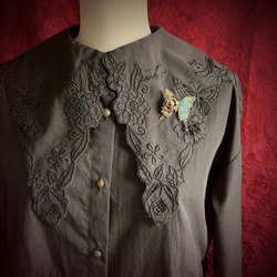 +受注製作+『再生/青』スチームパンク ブローチ 5枚目の画像