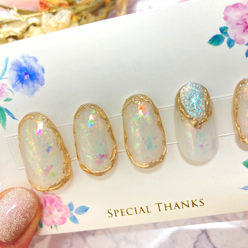 ジュエリーネイルチップ オパールジュエリー風ネイルチップ ネイルチップ（つけ爪） TOMO