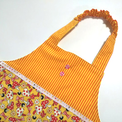 子供用エプロン&三角巾/サイズ: 110～120cm「水玉模様のキノコ」 epus110‐10 4枚目の画像