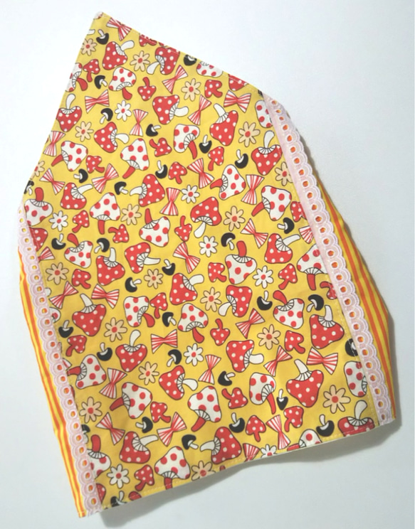 子供用エプロン&三角巾/サイズ: 110～120cm「水玉模様のキノコ」 epus110‐10 9枚目の画像