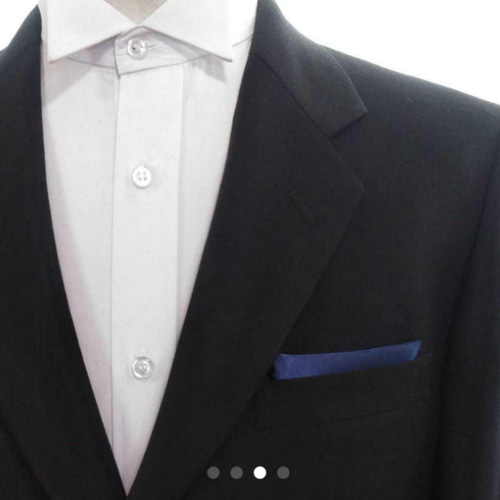 スーツ屋がつくったポケットチーフ ネイビー光沢あり 小物