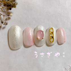 幸せストーンのニュアンスネイル ネイルチップ（つけ爪） うさぎ