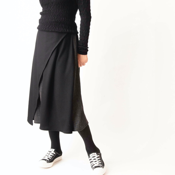 ２色スカート　ウール　サイズS〜３L　 2枚目の画像