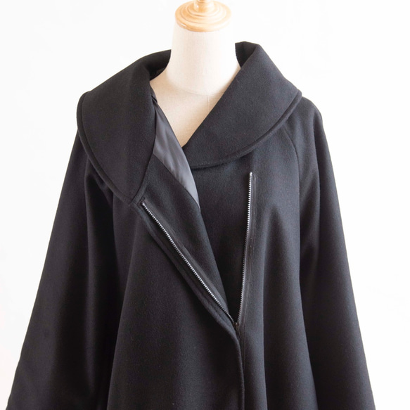 大人のための可愛いコート　ウール　黒 6枚目の画像