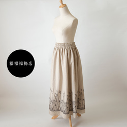 刺繍のスカート　リネン 1枚目の画像