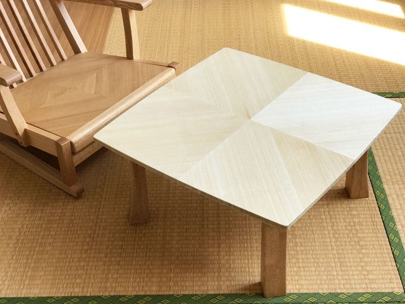 桐の寄木折りたたみローテーブル ナチュラル【受注生産】木製 213 ...
