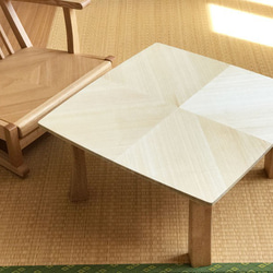 桐の寄木折りたたみローテーブル ナチュラル【受注生産】木製　213-001na 1枚目の画像