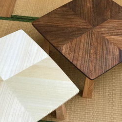 桐の寄木折りたたみローテーブル ナチュラル【受注生産】木製　213-001na 4枚目の画像