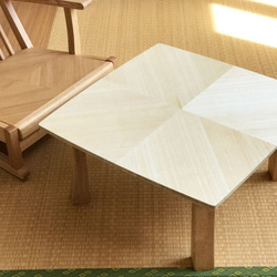 桐の寄木折りたたみローテーブル ブラウン【受注生産】木製　213-001br 1枚目の画像