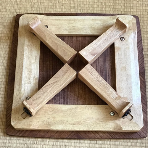 桐の寄木折りたたみローテーブル ブラウン【受注生産】木製 213-001br ...