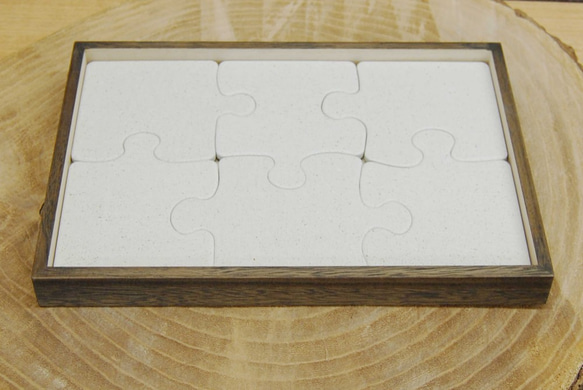 木製　桐トレイとパズル型の吸水コースターセット【ブラック】390-007-BK 4枚目の画像
