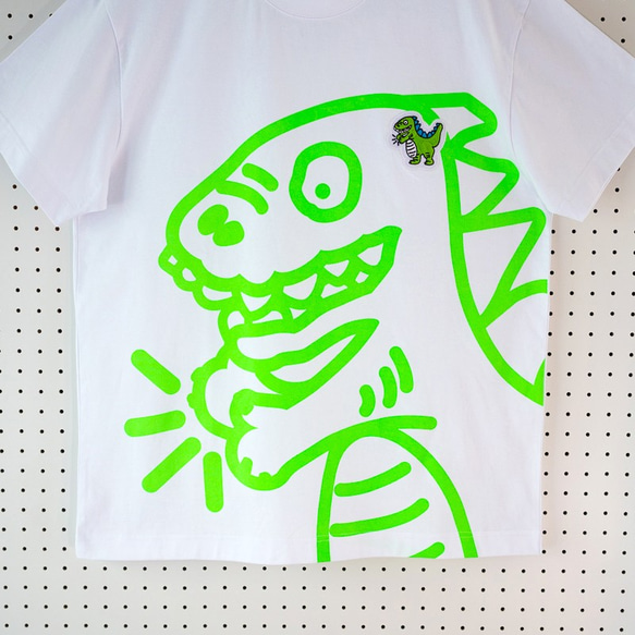 SorsorTシャツ　corade蛍光恐竜 greenTシャツ　メンズ・レディース・ユニセックス 3枚目の画像