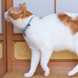 【猫首輪】ブルーオーシャン 組紐と安全磁石の和首輪/安全＆脱着簡単 6枚目の画像