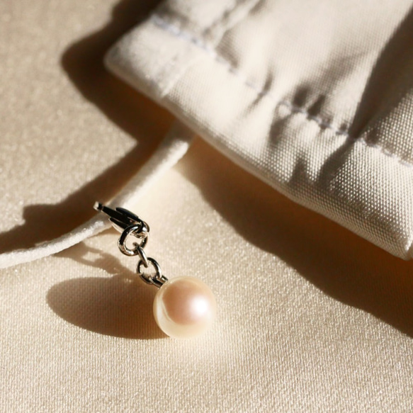 面膜珍珠 &amp; 耳環套裝 Akoya 珍珠 SV925 小袋 [有保證] 第3張的照片