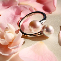 [一種物品]大珍珠Akoya珍珠生活在天堂花花珍珠中的薰衣草和漿果戒指[Creema limited] 第6張的照片