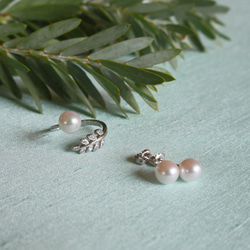 【送料無料】あこや真珠 葉っぱのリング & スタッドピアス / イヤリング セット 福袋 Creema限定 1枚目の画像